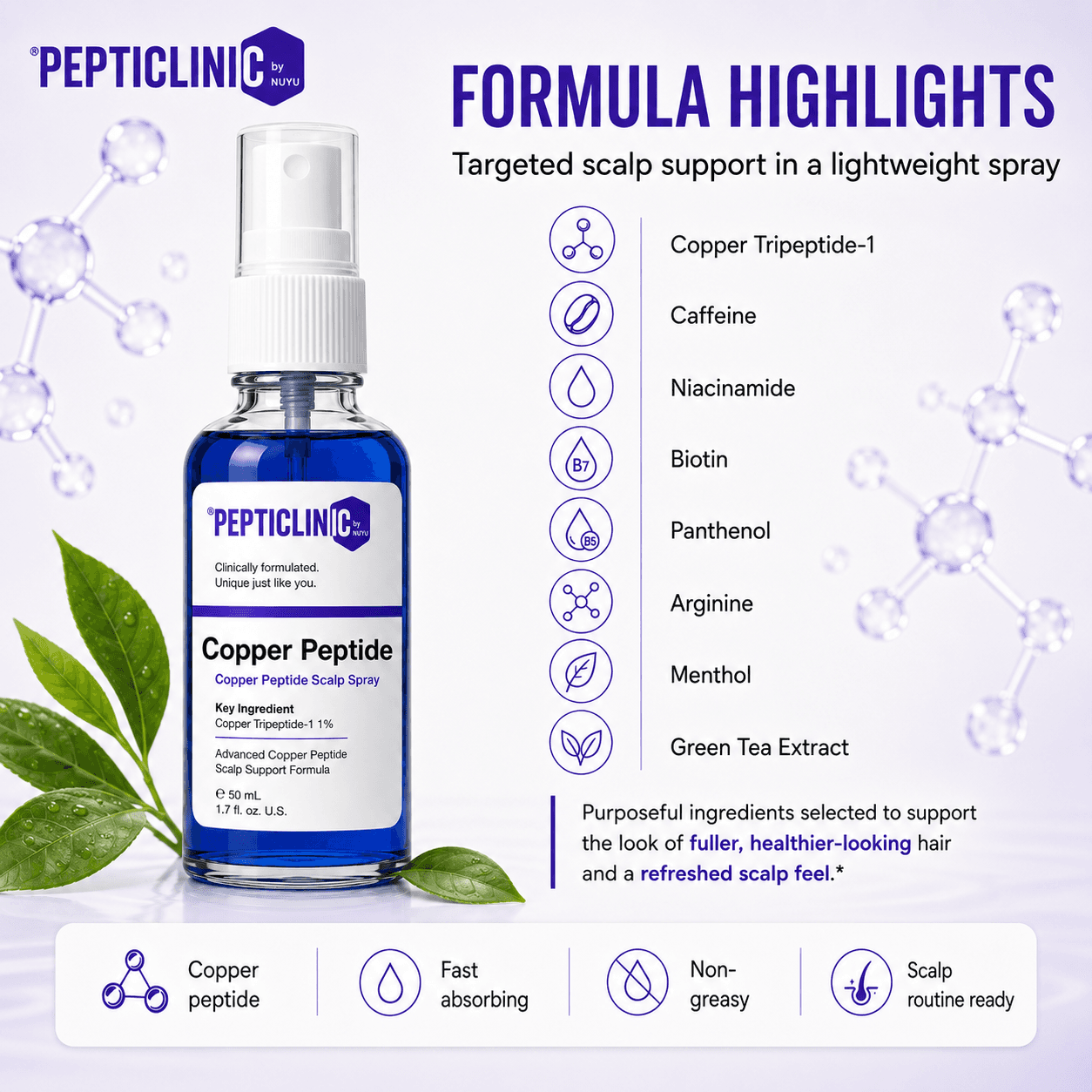 Copper Peptide Scalp Spray