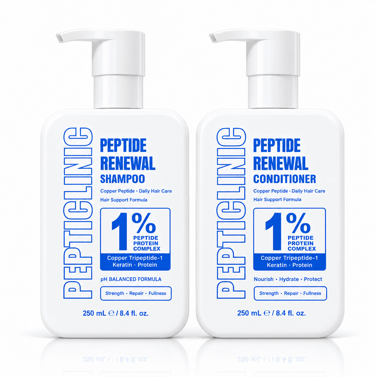Copper Peptide Wash Duo: Peptide Renewal Shampoo and Conditioner 250 mL bottles